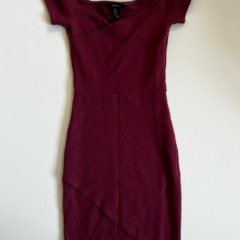 B Darlin Asymmetrical Wine Dress